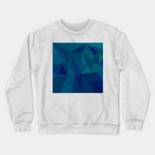 Medium Teal Blue Abstract Low Polygon Background Crewneck Sweatshirt